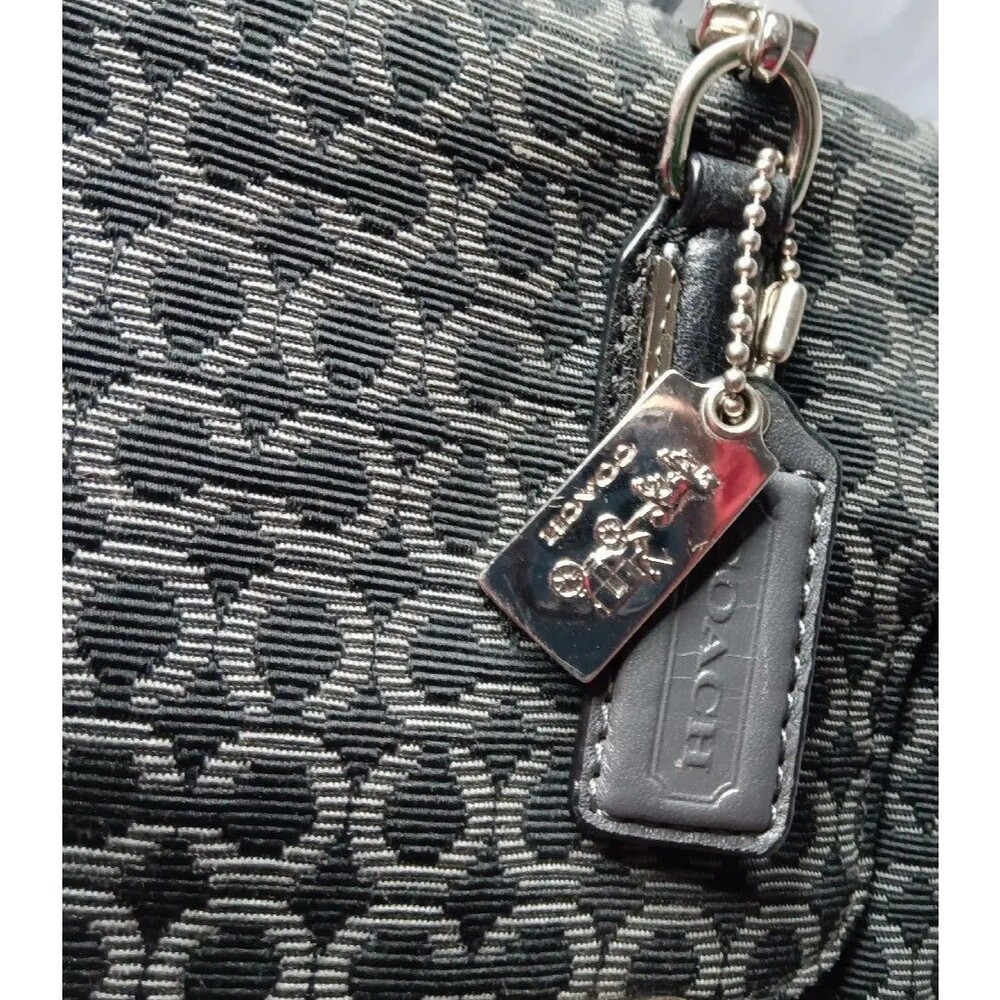 Vintage Coach Madison Op Art Handbag #25215 Grey~Black Canvas Leather Trim - Picture 7 of 11